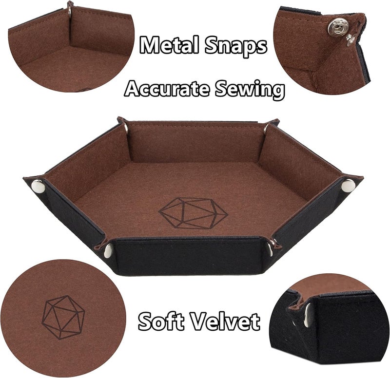 KISLANE Dice Tray 8 Pieces Folding Hexagon Dice Storage, Felt Dice Tray Holder for DND, RPG, MTG and Other Board Games (Hexagon) - Image 3